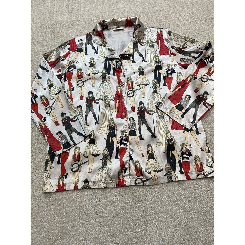 Taylor Swift Pajama Shirt Size M Multicolored AOP Red Taylor's Version Eras - Picture 13 of 15